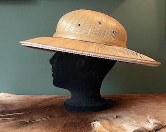 RARO // Sombrero safari vintage de paja francesa tejida a mano para dama // 1950
