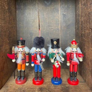 Set of 4 // Wooden Nutcrackers // Festive