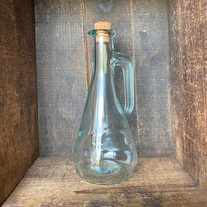 Vintage Recycled Glass Bottle With Cork Stopper // Made in Italy