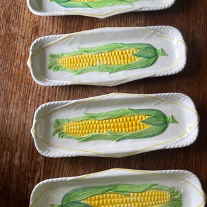 Set of 4 // Vintage Corn on the Cob Ceramic Serving BBQ Cookout Picnic Dishes / JAPAN