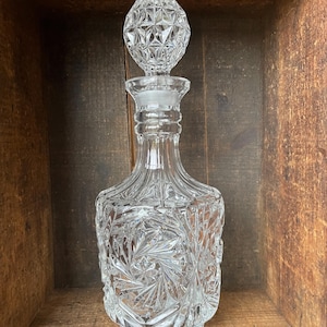 RARE // Vintage Heavy Hand Blown Crystal Decanter with Unique Design // 4.5 Pounds