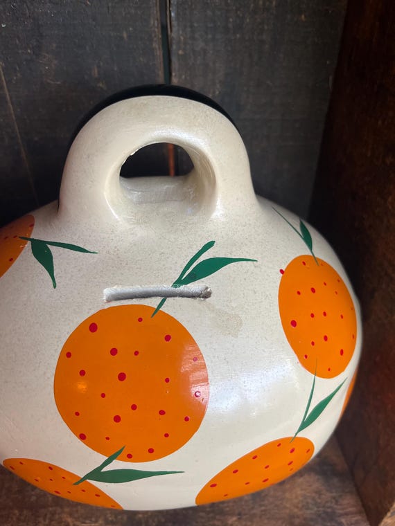 Large Vintage Hand Painted Ceramic Piggy Bank // Made in Mexico - Etsy