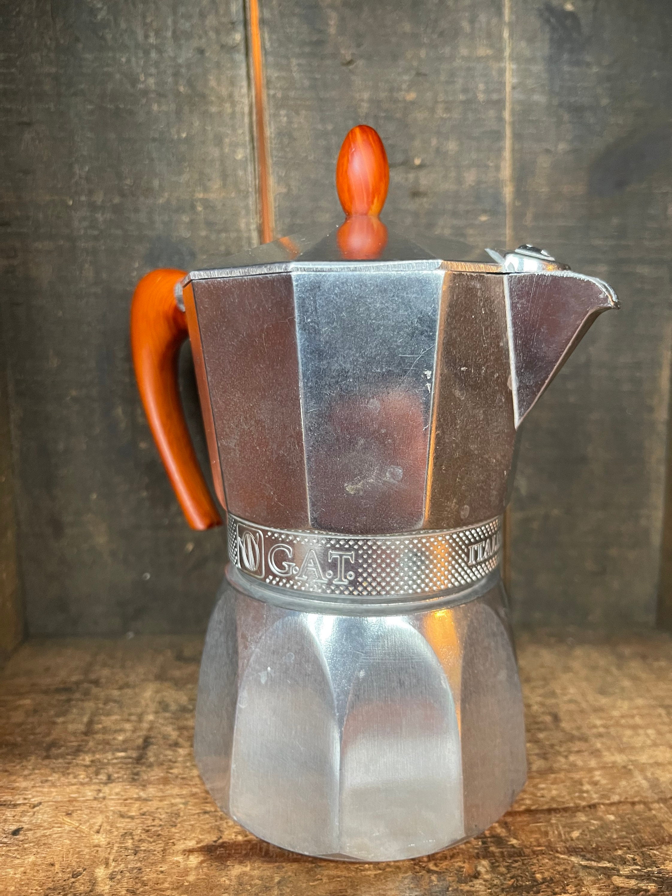 G.A.T Inox 18/10 Stovetop Espresso Maker 6 Cups Vintage Italy