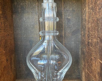 Vintage Collectible 11" Hand Blown Glass Four Chamber Decanter Bottle// Mid Century Collectible Barware