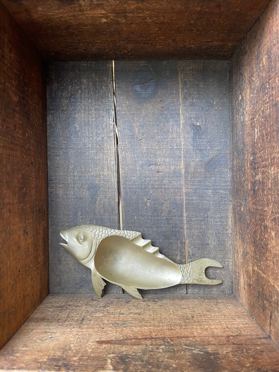 Solid Brass Vintage Koi Fish Ashtray // Rare // Collectable