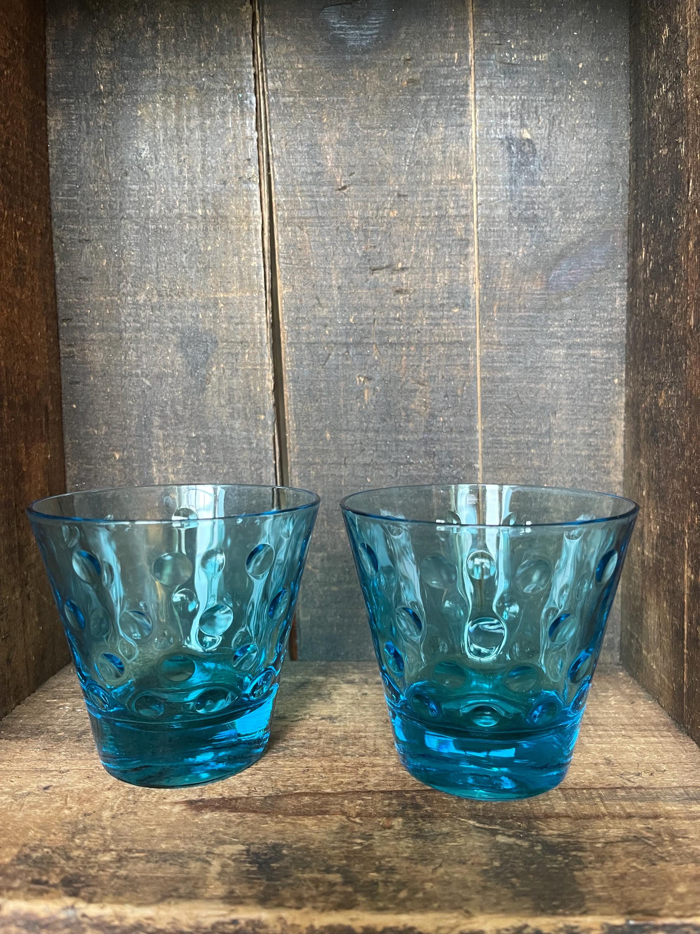 ヴィンテージ ヘーゼル アトラス カプリ ドット グラス // ブルー