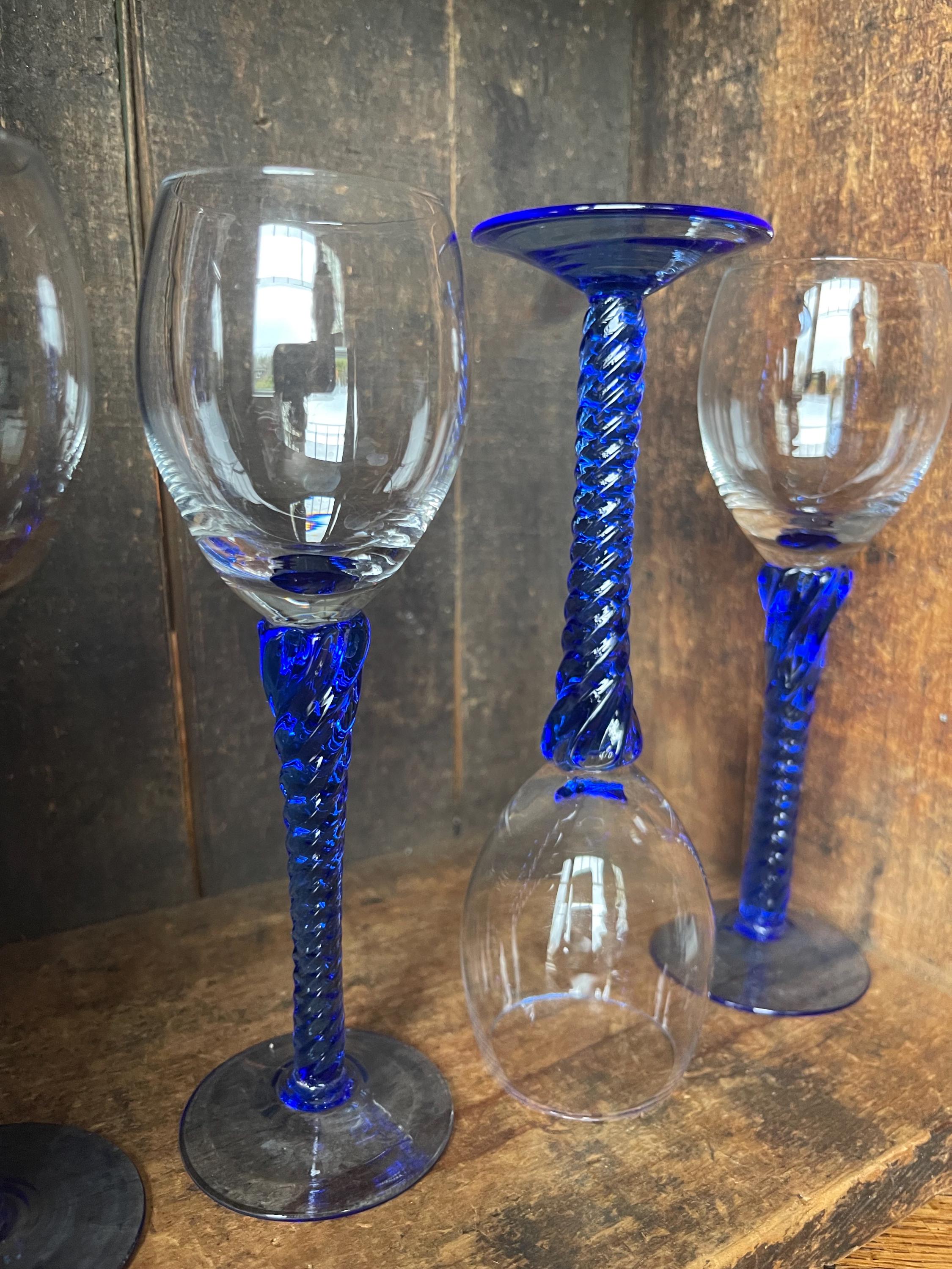 ヴィンテージ コバルトブルー ツイストステムグラス 4個セット - Etsy 日本