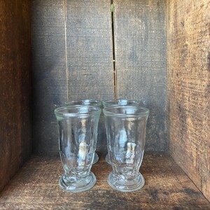 Set of 4 // Vintage Jelly Jar Juice Glasses Pedestal Jar Juice Tumblers