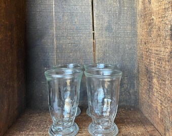 Set of 4 // Vintage Jelly Jar Juice Glasses Pedestal Jar Juice Tumblers