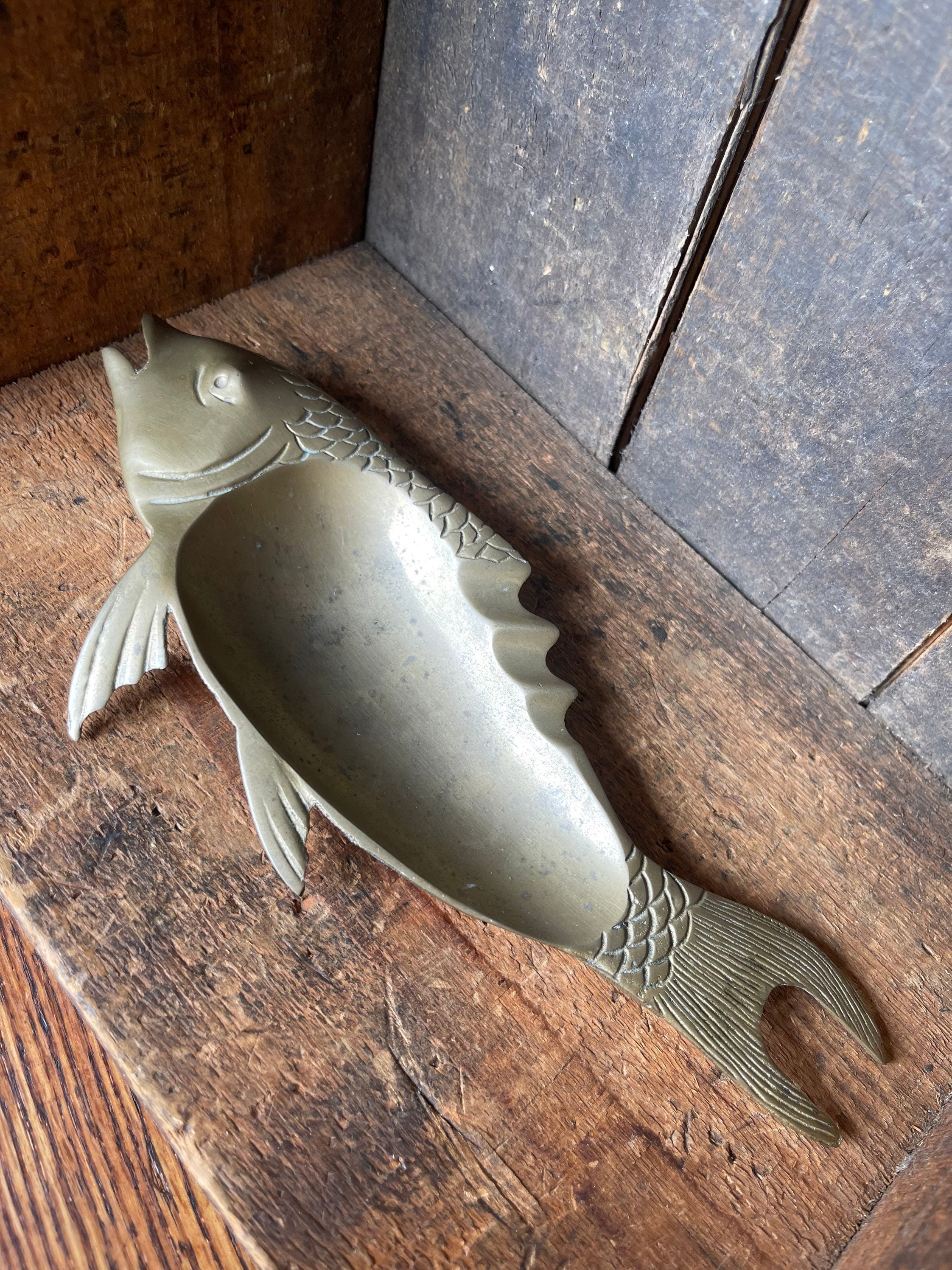 Solid Brass Vintage Koi Fish Ashtray // Rare // Collectable