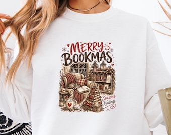 Christmas Bookish Sweatshirt, Book Lovers Sweater, Merry Bookmas Crewneck
