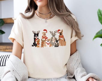 Christmas Dogs Shirt, Funny Dog Xmas Tshirt, Retro Christmas T shirt, Dog Lovers Xmas Gift, Dow Owner Shirt, Dog Walking Shirt, Dog Mum Gift