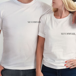 Roman Numeral, Roman Numeral Tee,  Honeymoon Shirts, Wedding Tshirt, Couple T shirt, Matching Couple, Personalised Shirt, Wife Birthday