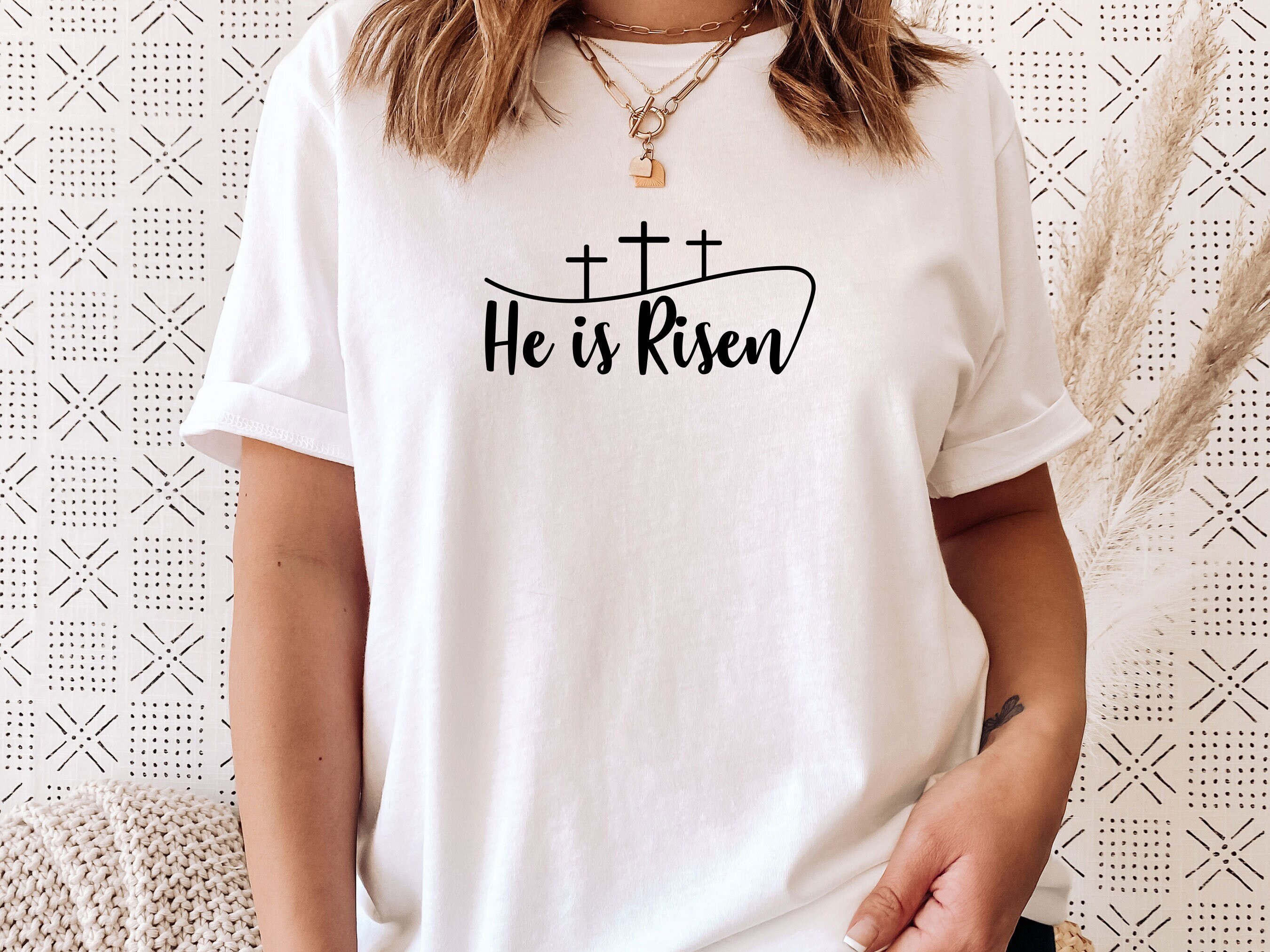 kom over tidligere Sow Christian T-shirt He is Risen Tshirt Easter Day Shirt - Etsy Norway