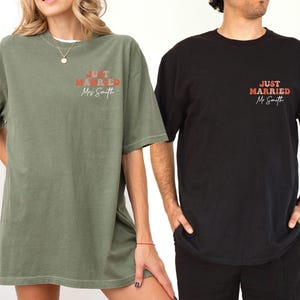 Comfort Colors® Just Married Shirt, Custom Wedding T-shirt, Newlywed Shirts, Matching Couples Tee, Honeymoon Shirts, Personalised Couple bild 4