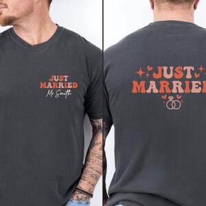 Comfort Colors® Just Married Shirt, Custom Wedding T-shirt, Newlywed Shirts, Matching Couples Tee, Honeymoon Shirts, Personalised Couple bild 3