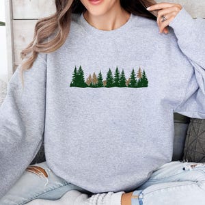 Forest Sweatshirt, Pine Tree Sweater, Christmas Tree Jumper, Christmas Sweatshirt, Holiday Sweatshirt, Camping Lover Gift, Nature Lover Top image 6