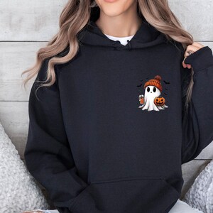 Ghost Hoodie, Cute Ghost Hoodie, Halloween Hoodie, Funny Halloween, Ghost Pumpkin Top, Pumpkin Season Gift, Cute Fall Hoodie, Autumn Jumper image 2