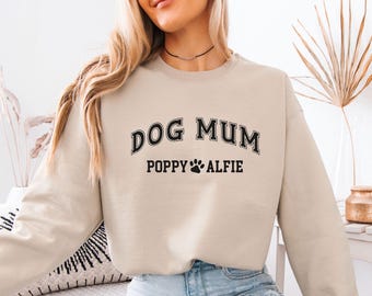 Custom Dog Mum Sweatshirt, Mothers Day Sweater, Dog Lovers Gift, Dog Walking Jumper, Dog Names