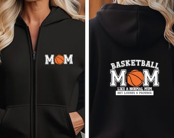 Sudadera con capucha y cremallera para mamás que aman el baloncesto, sudadera con capucha para el Día de la Madre, regalo para mamás que aman el baloncesto, sudadera con capucha y cremallera para amantes del baloncesto