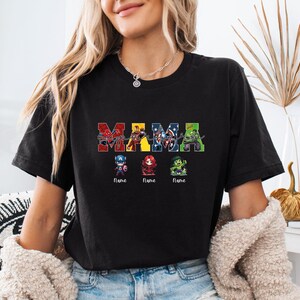 Custom Mama Superhero Shirt, Avengers Mothers Day T-shirt, Personalised Mum Tee With Kids Names, Heroes Gift Bild 3