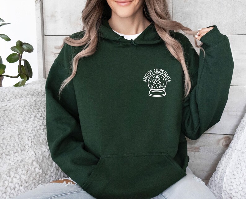 Snow Globe Hoodie, Merry Christmas Hoodie, Winter Hoodie, Christmas Hoodie, Womens Christmas, Happy Christmas, Holiday Hoodie, Snow Hoodie image 3