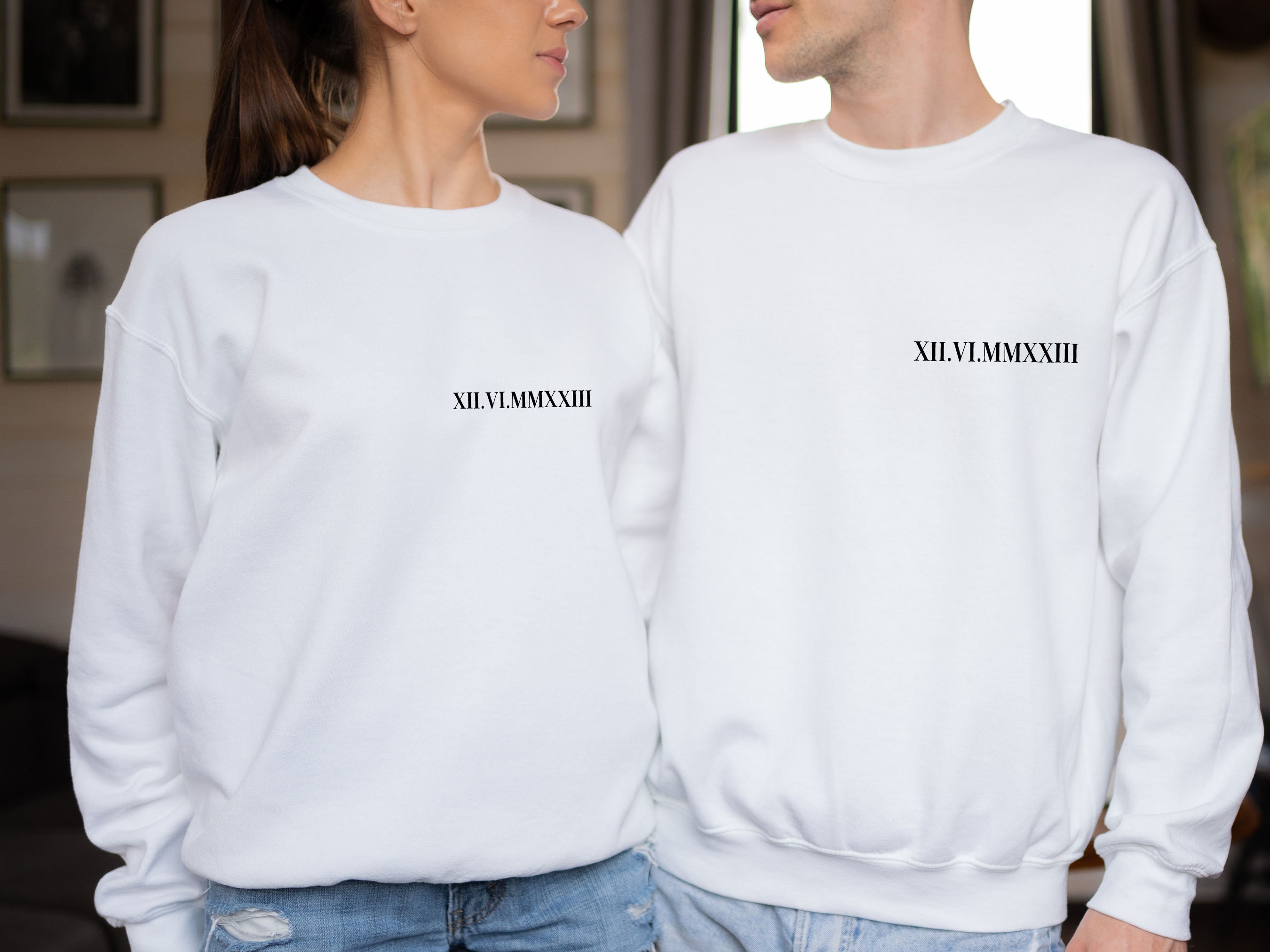 Wedding Sweatshirt, Roman Numeral Gift, Personalised Wedding, Matching Jumper, Couple Honeymoon Sweatshirt