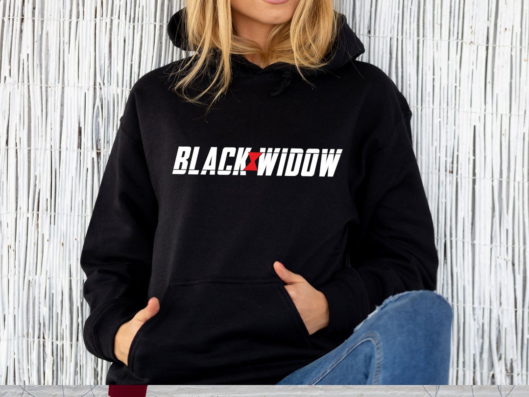 Men's Marvel Black Widow Gradient Pose Pull Over Hoodie Black Medium