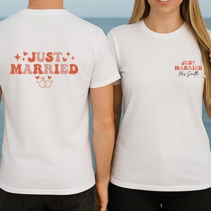 Comfort Colors® Just Married Shirt, Custom Wedding T-shirt, Newlywed Shirts, Matching Couples Tee, Honeymoon Shirts, Personalised Couple bild 5