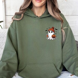 Ghost Hoodie, Cute Ghost Hoodie, Halloween Hoodie, Funny Halloween, Ghost Pumpkin Top, Pumpkin Season Gift, Cute Fall Hoodie, Autumn Jumper image 6