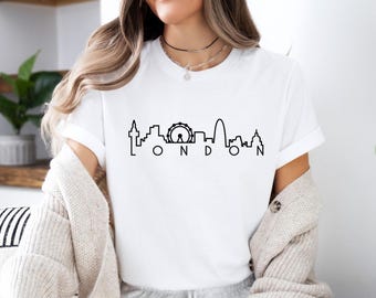 London Skyline Shirt, London Travel Tee, London T-shirt, England Shirt, Cute London Gift, Kids London Gifts, London Print Shirt