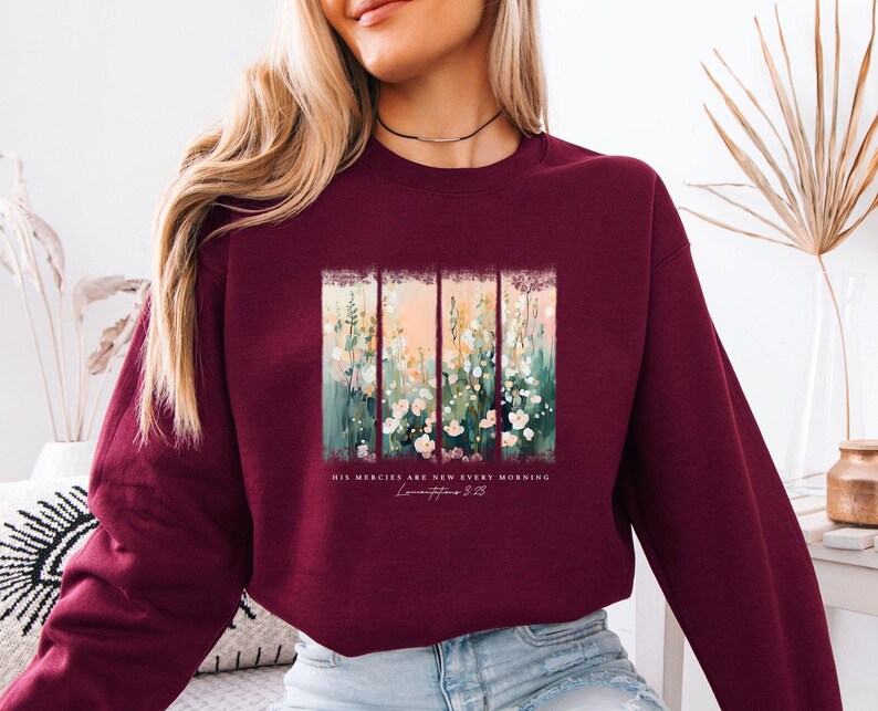 His Mercies Are New Sweatshirt, Christian Sweater, New Every Morning Jumper, Bible Quote Gift, Jesus Lover Gift, Church Sweatshirt zdjęcie 3