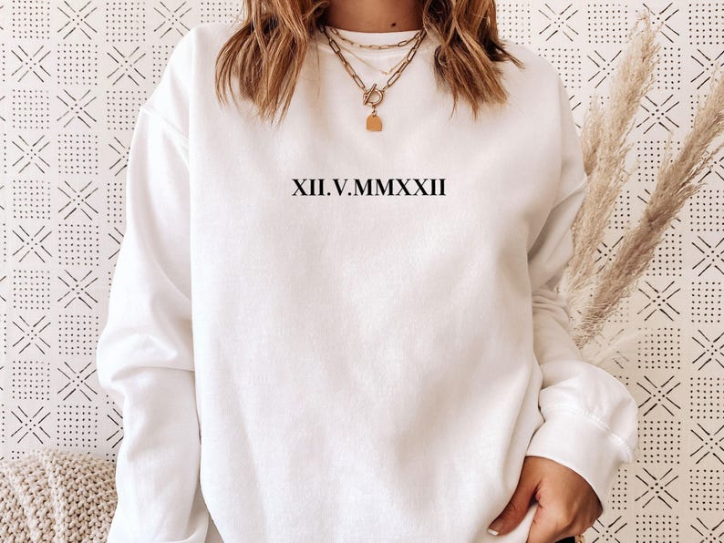 Roman Numeral, Custom Roman Numeral, Wedding Sweater, Personalised Jumper, Honeymoon Sweater, Newlywed Gift, Valentines Sweater image 2