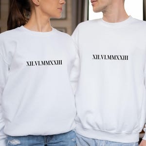 Roman Numeral, Custom Roman Numeral, Wedding Sweater, Personalised Jumper, Honeymoon Sweater, Newlywed Gift, Valentines Sweater image 1