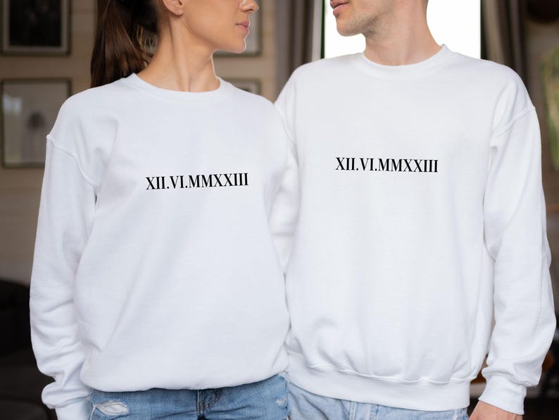 Roman Numeral, Custom Roman Numeral, Wedding Sweater, Personalised Jumper, Honeymoon Sweater, Newlywed Gift, Valentines Sweater image 1