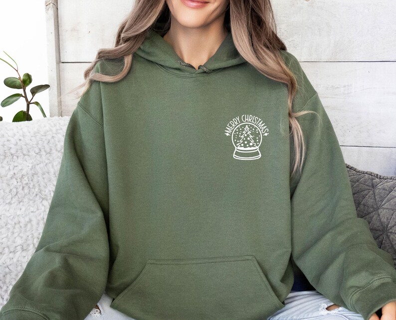 Snow Globe Hoodie, Merry Christmas Hoodie, Winter Hoodie, Christmas Hoodie, Womens Christmas, Happy Christmas, Holiday Hoodie, Snow Hoodie image 4