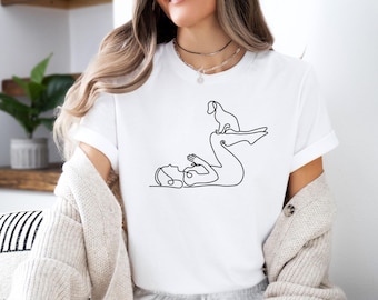 Womens Yoga Tshirt, Yoga With Dog Shirt, Dog Lovers Tshirt, Yoga Lover Gift, Gymnastic T-shirt, Spiritual T shirt, Cute Yoga T shirt