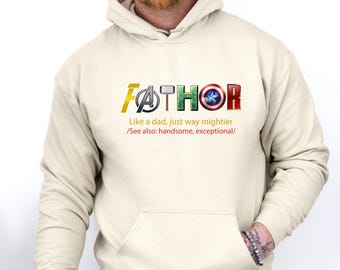 Sudadera con capucha Fathor, Sudadera con capucha para el Día del Padre, Sudadera con capucha divertida para papá, Regalo para el Día del Padre, Regalo para papá primerizo, Sudadera con capucha para futuro papá, Sudadera con capucha de los Vengadores para papá, Regalo de Marvel para papá