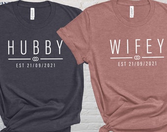 Couple Shirts, Honeymoon T shirt, Wifey T-shirt, Hubby Tshirt, Valentines Day Gift, Matching Tee, Wedding Shirt, Wife Tshirt, Husband Shirt