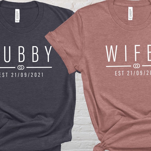 Couple Shirts, Honeymoon T shirt, Wifey T-shirt, Hubby Tshirt, Valentines Day Gift, Matching Tee, Wedding Shirt, Wife Tshirt, Husband Shirt