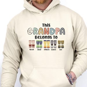 This Grandpa Belongs Hoodie, Personalised Grandpa, Fathers Day Hoodie, Father&#39;s Day Gift, Grandad Birthday, Custom Grandad, Grandfather Gift