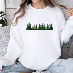 Forest Sweatshirt, Pine Tree Sweater, Christmas Tree Jumper, Christmas Sweatshirt, Holiday Sweatshirt, Camping Lover Gift, Nature Lover Top image 2