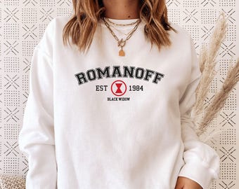 Romanoff Sweatshirt, Black Widow Sweater, Superhero Jumper, Avengers Sweater, Marvel Gifts, Womens Avengers Top, Mens Marvel Gift
