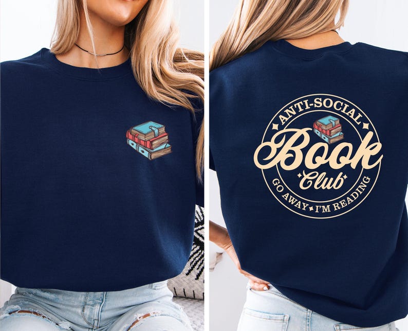 Sudadera del club de lectura, Club de lectura antisocial, Suéter literario, Jersey divertido de libros, Suéter para amantes de los libros, Regalo para amantes de los libros, Sudadera de lectura imagen 3