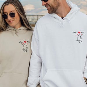 Couple Hoodie, Valentines Day Gift, Matching Hoodie, Honeymoon Hoodie, Wedding Hoodie, Gift For Couple, Custom Couple Gift, Personalised Top image 1