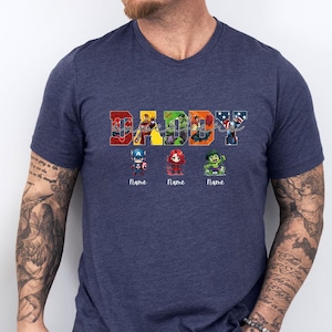 Custom Daddy Superhero Shirt, Avengers Fathers Day T-shirt, Personalised Dad Tee With Kids Names, New Dad Heroes Gift image 3
