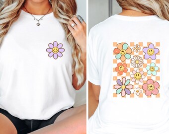 Retro T-shirt, Retro Daisy Shirt, Flowers T shirt, Boho Tshirt, Botanical Shirt, Plant Lovers Shirt, Plant Lover Gift, Wildflower Shirt