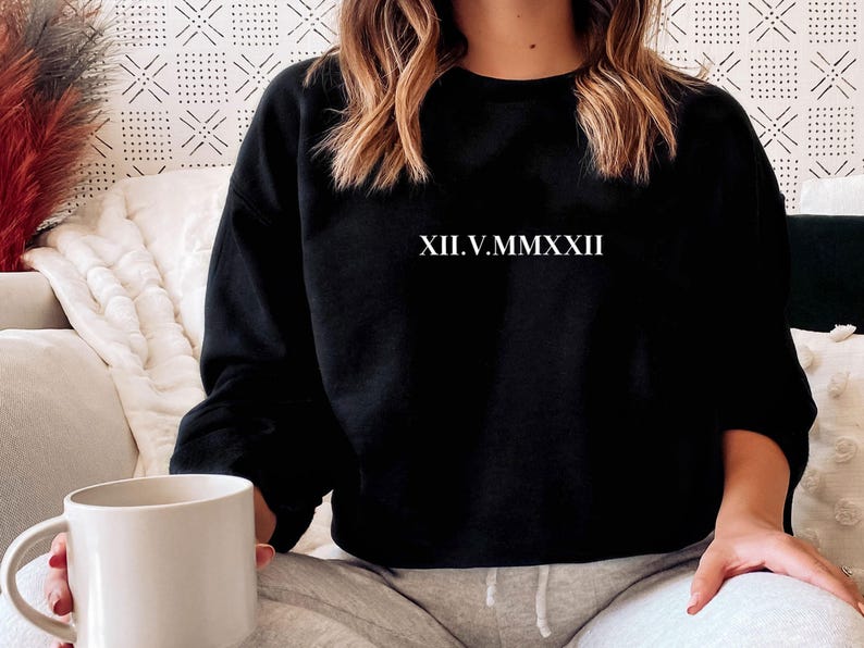 Roman Numeral, Custom Roman Numeral, Wedding Sweater, Personalised Jumper, Honeymoon Sweater, Newlywed Gift, Valentines Sweater image 3