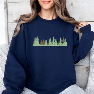 Forest Sweatshirt, Pine Tree Sweater, Christmas Tree Jumper, Christmas Sweatshirt, Holiday Sweatshirt, Camping Lover Gift, Nature Lover Top image 4