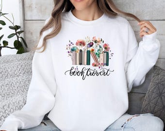 Booktrovert Sweatshirt, Reading Sweater, One More Chapter, Book Lovers Gifts, Bookish Gift, Floral Book Jumper, Bookworm Crewneck, Book Gift